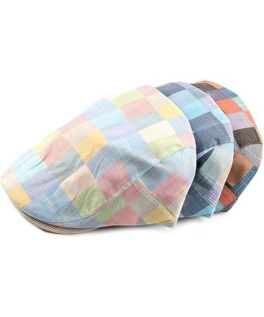 Gudessly Mens Adjustable Colorful Striped Plaid Ivy Newsboy Cap - Pink - Buy Online on GoSupps.com