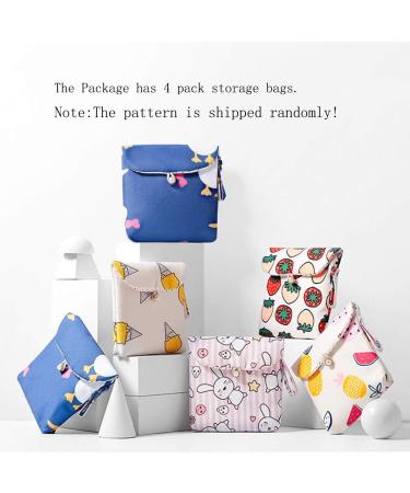Sanitary Napkin & Menstrual Cup Storage Bag 4 Pcs - Portable Feminine Hygiene Pouch for Teen Girls & Women - Random Patterns - 4 Count - Buy Online on GoSupps.com