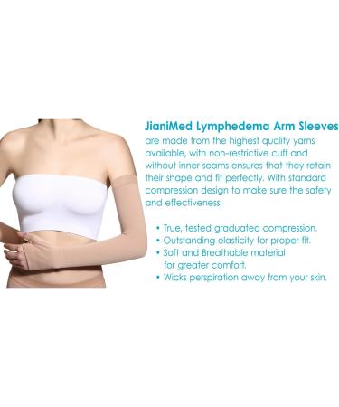 Lymphedema Arm Sleeve with Gauntlet - Graduated Compression 20-30 mmHg for Arm Support & Blood Circulation - Taiwan Excellence - Beige Small - 1 PC - International Shipping Available - Buy Online on GoSupps.com
