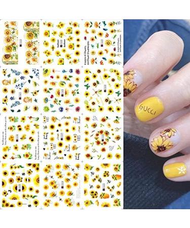 CHANGAR Sunflower Nail Stickers Floria Flower Bee Water Transfer Nail Decals Spring Summer Series Nail Decorations Manicure Tips 12 Sheets Nail Tips DIY Toenails Nail Art Decorations Accessories - Buy Online on GoSupps.com