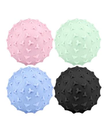 Gatuida 4 pieces of triangular nail fascia ball fitness ball gymnastics ball massage ball hard spiky balls Neck massage device Foot massager Massage bum Practical yoga ball firm TPE