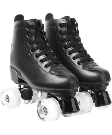 Magnitt Women's Adjustable High-top Roller Skates - Black Leather Double Row Skates - Indoor/Outdoor - Size 38US7 - Buy Online on GoSupps.com