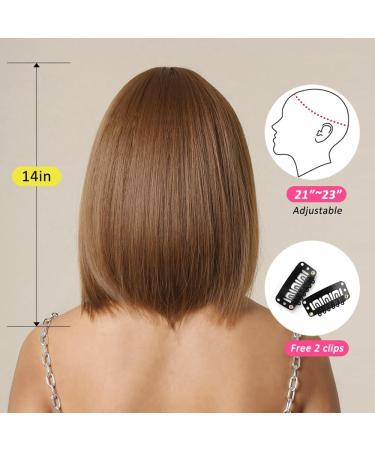 OUFEI Brown Bob Wig with Bangs - Short Synthetic Hair Wig for Women | Perfect for Daily Wear, Parties, and Cosplay - Buy Online on GoSupps.com