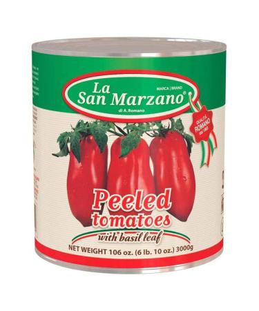La San Marzano Peeled Tomatoes with Basil Leaf 106 oz. (Pack of 1) - 100% Product of Italy