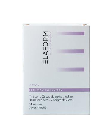 Food Supplement - Promotes Water Removal and Drainage - Cherry Tails, Green Tea - Peach Flavor - Made in France - Leg Day Everyday - Elaform