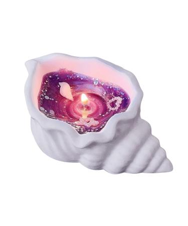 Seashell Wax Candle - Sea Shell Scented Candles | Coastal Seashell Candle Ornament with Sandalwood Fragrances Handmade Natural Scented Soy Wax Candles for Room Decor Stress Relief Purple