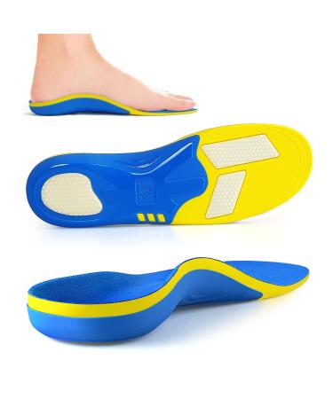 Arch Support Plantar Fasciitis Insoles - Heavy Duty Orthotics Shoe Inserts for Plantar Fasciitis Heel Pain Flat Feet Metatarsalgia Relief Shoe Inserts - Gel Sports Insoles - Work Insoles Blue Blue L(Men 11-12.5/Women 12-13.5)