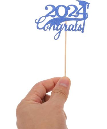 Alipis 15pcs 2024 Graduation Cupcake Toppers Glitter Graduation Cap Cake Toppers Congrats Grad Centerpiece Sticks 2024 Graduation Theme Party Cake Decorations Blue - Buy Online on GoSupps.com