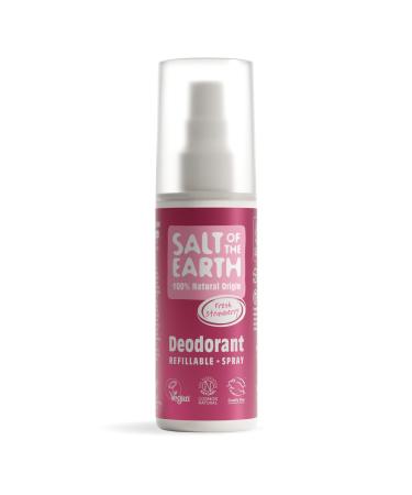 Salt of the Earth Refillable Natural Deodorant Spray 100% Natural Origin Ingredients - Vegan Long Lasting Protection Suitable For Women Men & Kids - 100ml (Sweet Strawberry) Sweet Strawberry 100 ml (Pack of 1)