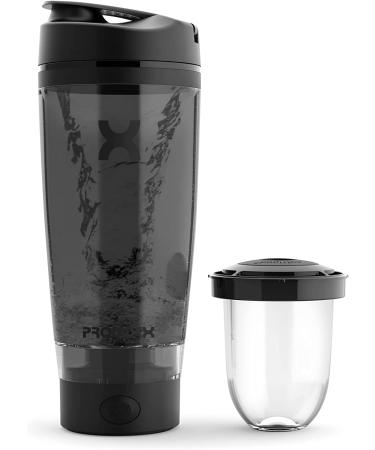 PROMiXX Charge Shaker Bottle - Vortex Mixer with Supplement Storage | Device-charging & Easy-to-clean Tritan Cup (20oz | Black) - Buy Online on GoSupps.com