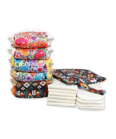 PETIT LULU 6 AIO fabric diapers with inserts + waterproof diaper pocket included |Tower diap Pack |Fluffy organic |Pint buttons |Made in EU