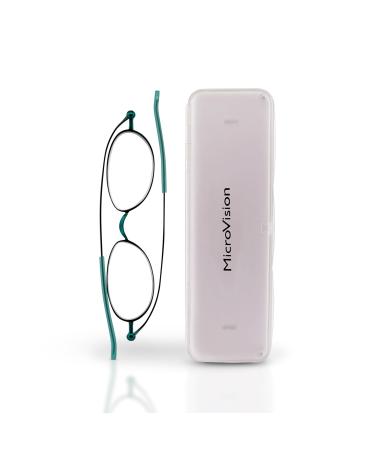 Flat Fold Air Reading Glasses With Patented Rolling Hinge Technology and Compact Case For Women and Men Blue Oval 3.0 x