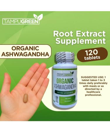 TAMPUGREEN Organic Ashwagandha Supplement | 675 mg Root Extract with Black Pepper | 120 Capsules | Non-GMO | Caffeine-Free - Buy Online on GoSupps.com