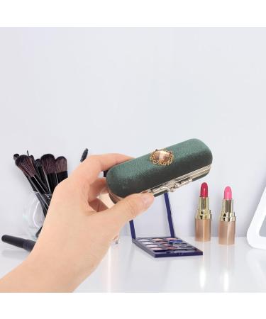 4pcs Velvet Lipstick Box & Makeup Bag Set - Stylish Travel Toiletry Bags for Women - Dark Green Zinc Alloy - Perfect for Makeup & Lipstick Storage - Buy Online on GoSupps.com
