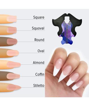 100pcs Extra Long Blue Purple Fish Pattern Adhesive Stiletto Nail Forms for UV Gel and Acrylic Extension - HJ-NTF049 - Buy Online on GoSupps.com