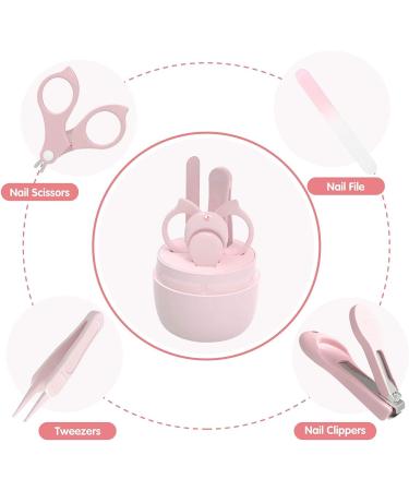 4 in 1 Baby Manicure Kit - Nail Clippers, Scissor, Nail File, and Tweezer for Baby Boy and Girl | Pink Baby Nail Care Set - Buy Online on GoSupps.com