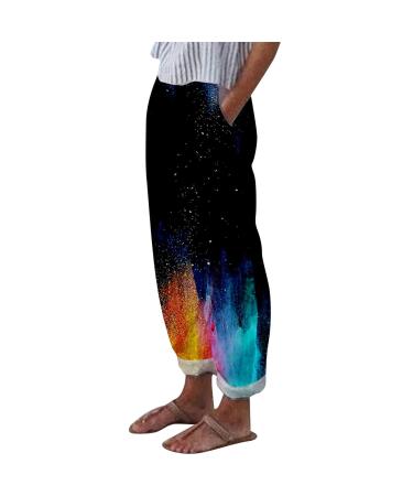 Lovely Nursling Wide Leg Pants for Women with Pockets, Cotton Linen Lounge Pants High Waisted Loose Casual Trousers O3-b-black XX-Large