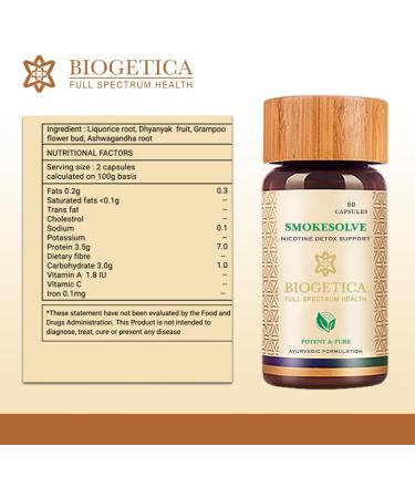 Smokesolve Herbal Lung Detox Supplement - 100% Vegan Respiratory Health with Yashtimadhu & Ashwagandha - Vegetarian Non-GMO - 80 Capsules - Buy Online on GoSupps.com