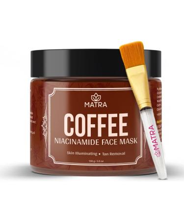 Coffee Face Mask with Niacinamide for Glowing Skin Tan Removal and Open Pores | Free Face Mask Brush | Oil Control Face Mask with Vitamin E & Aloe Vera | Exfoliating Face Mask | 100g