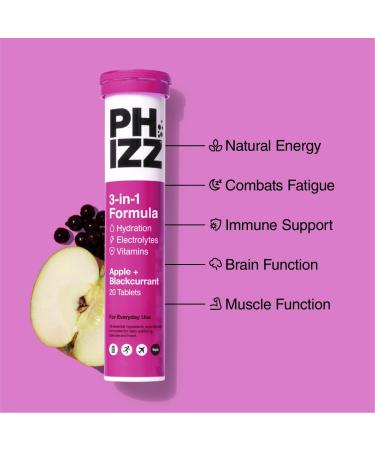 Phizz Electrolytes Multivitamin & Hydration Tablets - 20 Effervescent Rehydration Tablets - Buy Online on GoSupps.com