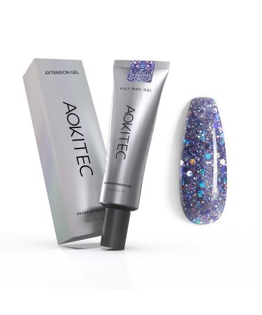 Aokitec 60ml nail extension gel UV nail polish extension nail extension gel nail nail extension acrylic false nail assembly gel nail design gel nails for salon home diy (diamond violet)