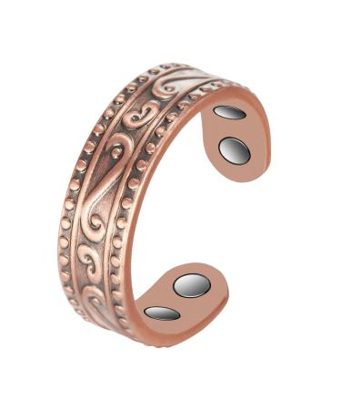 Copper Rings for Women 99% Pure Copper Retro Adjustable Magnetic Ring Copper Jewelry Present (0955)