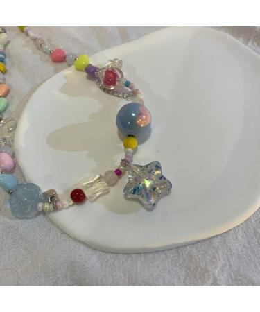 Egirl Jewelry: Colorful Beads Pendant Necklace DIY Y2K Star Charm Choker for Women | Punk Accessories | International Shipping - Buy Online on GoSupps.com
