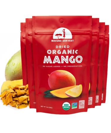 Mavuno Harvest Mango Dried Fruit Snacks | Unsweetened Organic Dried Mango Slices | Gluten Free Healthy Snacks for Kids and Adults | Vegan, Non GMO, Direct Trade | 2 Ounce, Pack of 6 Mango 2 Ounce (Pack of 6)
