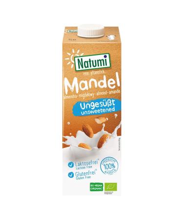 Natumi Almond Drink Unsweetened Organic Vegan Milk Alternative Nut Pack of 12 (12 x 1 litre)