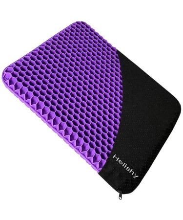 Gel Enhanced Seat Cushion - Double Thick Orthopedic Seat Cushion with Non-Slip Cover - Office Chair Car Seat Cushion - Tailbone Cushion - Coccyx Cushion - Sciatica Pillow for Sitting Purple 16.5x14.5x1.65inch