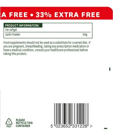 Natures Aid Odourless Garlic Pearls 120 Capsules - Heart & Circulation Support - Made in the UK - Buy Online on GoSupps.com