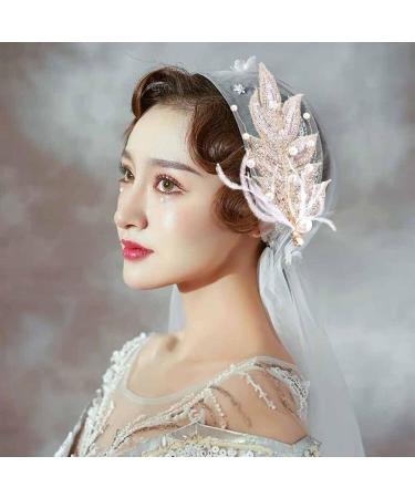 Bridal Wedding Headband Hair Vine Headdress Pearl Feather Hair Piece Hair Pin Wedding Hair Accessories for Bride Hair Clips for Prom Party - Buy Online on GoSupps.com