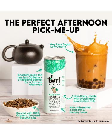 Buy Twrl Milk Tea - Hojicha Roasted Green Tea Plant-Based Low Sugar Organic Nitro-Infused - 12 Pack (7.5 oz) | International Shipping Available - Buy Online on GoSupps.com