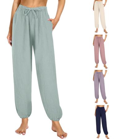 Elegant Women's Linen Pants - Airy Wide Leg Summer Trousers | Lightweight White Leisure Pants - Perfect for Hot Weather | Size M - Rytejfes - Buy Online on GoSupps.com