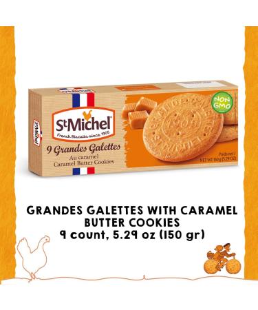 St Michel Caramel Grandes Galettes Butter Cookies Biscuits 5.29oz - Pack of 4 Made In France | Non-GMO | Total of 36 Cookies - Buy Online on GoSupps.com