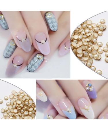 100pcs 4mm 5mm 6mm Many Colors Half Round Pearls Metal Rhinestone DIY Nail Art Nail Beads Beauty Glitter Decoration (#3) - Buy Online on GoSupps.com