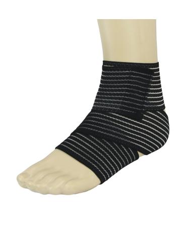 BXT Elastic Breathable Ankle Support Brace Compression Wrap - 27.5 inch Black - Sports Bandage with Hook & Loop Fastener - Buy Online on GoSupps.com