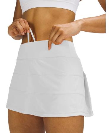 MEIVSO Women's Tennis Skirt with Pockets and Shorts - White Medium | Activewear Sports Skort - Buy Online on GoSupps.com