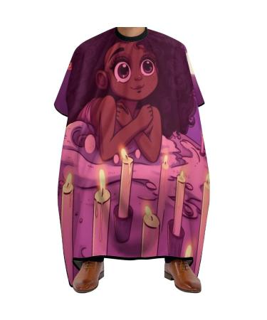 African American Black Girl Purple Professional Barber Cape Polyester Hair Cutting Salon Cape Water Stain Resistant Apron Cutting Hair Beard Hairdressing Cape Anti-Static Haircut 56.7 66.9 Inch (1 Pac