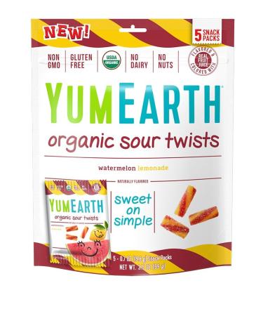 YumEarth Organic Sour Twists Watermelon Lemonade 5 Snack Packs 0.7 oz (19.8 g) Each