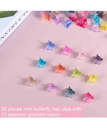 50 Pack Mini Butterfly Hair Clips in 12 Gradient Colors - Cute Hair Accessories for Women and Girls with Box Packaging - Buy Online on GoSupps.com
