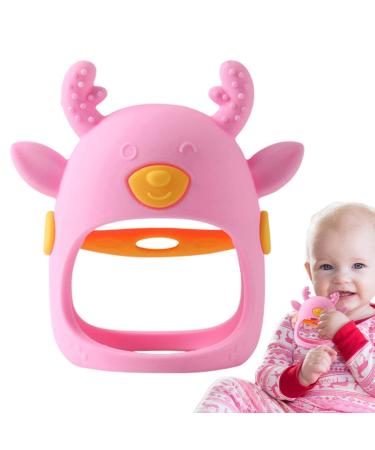 Moonyan Bite Gloves | Hirror-Shaped Silicone Bite Toys for Toddlers | Infant Hand Pacifiers for Breastfeeding Babies (4-8 Months) - Pink - Buy Online on GoSupps.com
