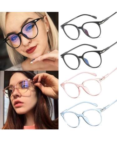 Shop Luo-401XX Unisex Round Transparent Glasses Frame | Clear Lens & Pink Eyeglass Protector - Buy Online on GoSupps.com