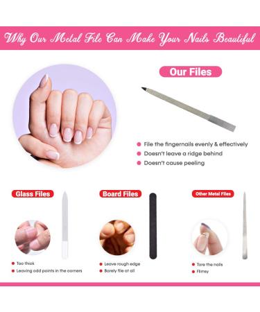 Stainless Steel Diamond Nail File 2-Pack - 7 Inch Double Sided File Buffer for Gentle Nail Shaping - Includes Anti-Slip Handle and Case - Washable Metal File for Nail Art Care - Pedicure Manicure - Buy Online on GoSupps.com
