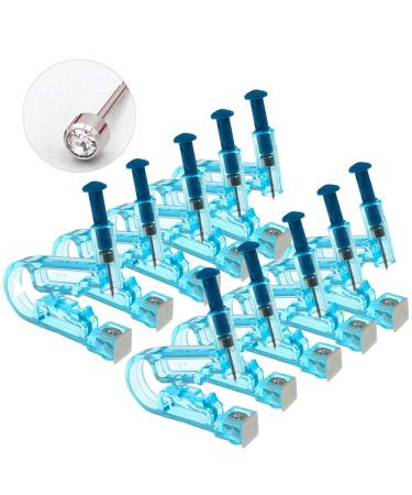 10pcs Disposable Safety Sterile Ear Piercing Gun Unit Tool With Ear Stud Asepsis Pierce Kit (Silver White)