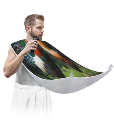 Animal Rooster Beard Bib Apron Beard Hair Catcher for Men Shaving Fathers Day Anniversary Christmas Gifts for Dad Husband Beard Bib with 2 Suction Cups