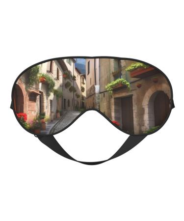 Italian Town Street Printed Soft Eye Mask Zero Eye Pressure Sleeping Eye Mask Travel Blackout Eye Mask