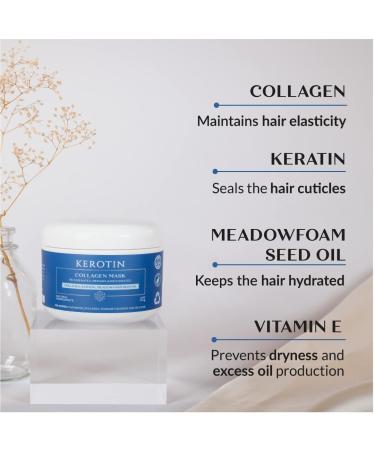 Kerotin Collagen Hair Mask Treatment - Restores, Moisturizes, and Repairs Damaged Hair - Keratin Protein Infused for Deep Conditioning - Paraben and Sulfate-Free - Made in the USA - Buy Online on GoSupps.com