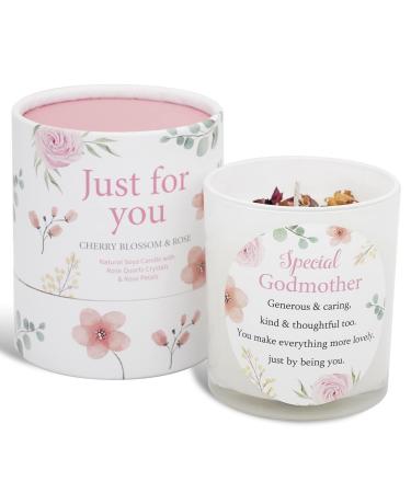 Godmother Candle That Makes a Thoughtful Gifts for Godmother and Godmother Gifts - Special Godmother Birthday Gifts SOYA Candle with Rose Quartz and Rose Petals