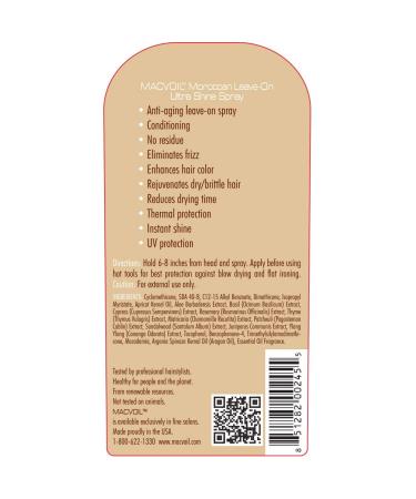 Macvoil Moroccan Leave-On Ultra Shine Conditioner Spray | Nourishing Hair Treatment - Buy Online on GoSupps.com